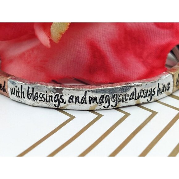 Tri Tone Friend Bracelet Stretch Silver Copper Gold Best Wishes - Picture 5 of 12